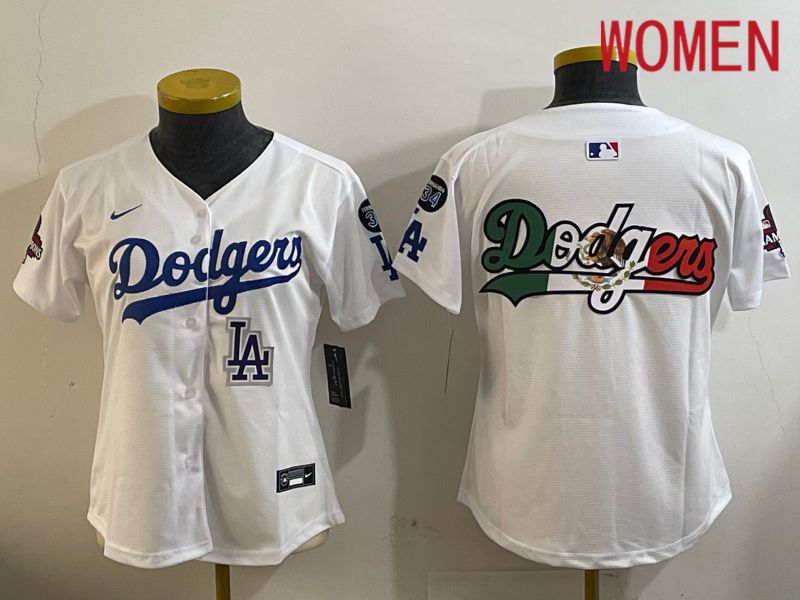 Women Los Angeles Dodgers Blank White Game 2024 Nike MLB Jersey style 12094->women mlb jersey->Women Jersey